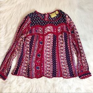 Maeve Anthropologie Pink Patterned Blouse